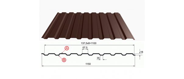 Профнастил коричневый оцинкованный  RAL 8017 С-20 купить недорого в Чепелево