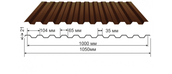 Профнастил коричневый оцинкованный  RAL 8017 С-21 купить недорого в Чепелево