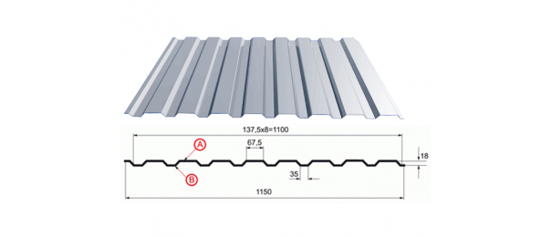 Профнастил оцинкованный С-20 1100x2500 купить недорого в Чепелево